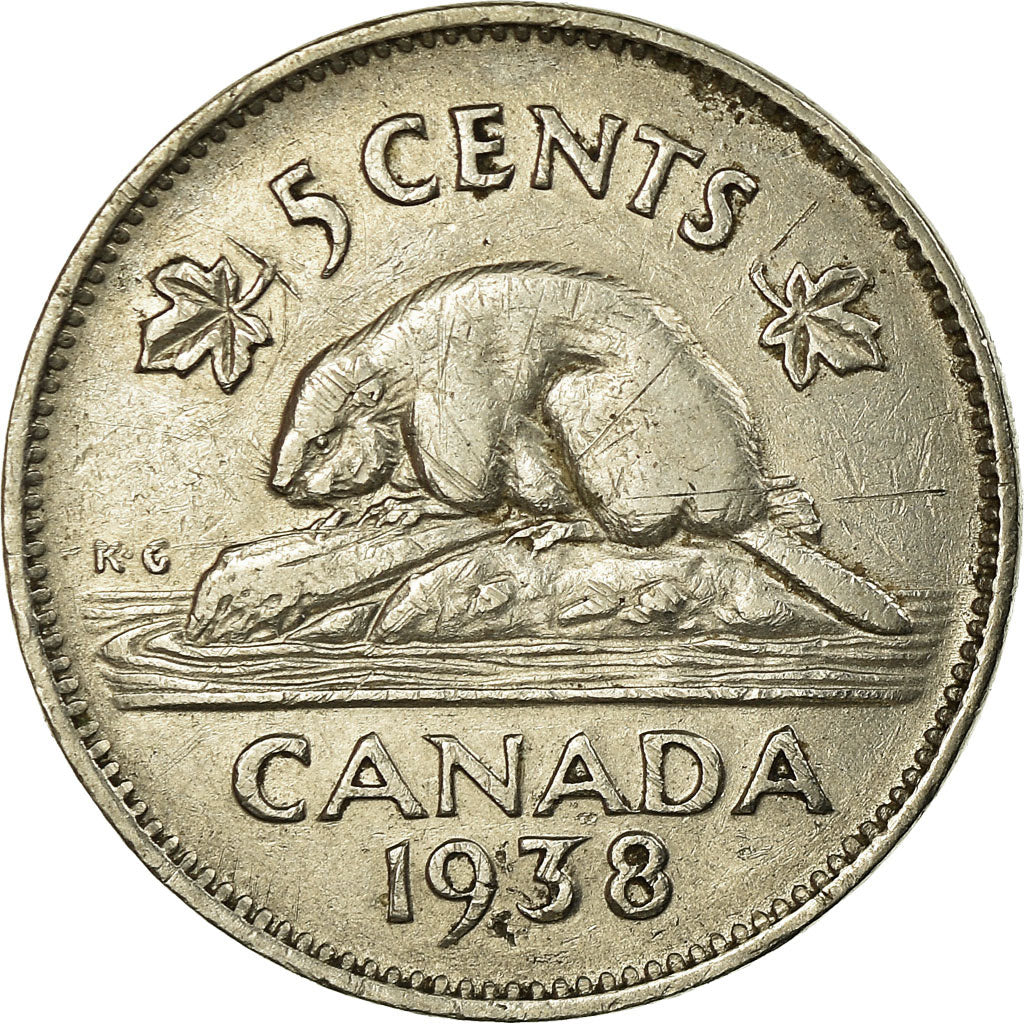Moneta, Canada, George VI, 5 Cents, 1938, Royal Canadian Mint, Ottawa, BB