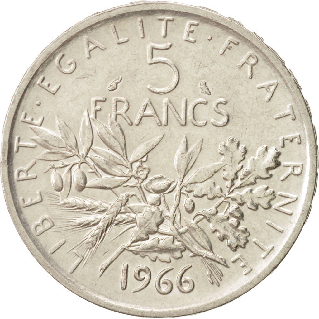 France, Semeuse, 5 Francs, 1966, Paris, AU(55-58), Silver, KM:926, Gadoury:770