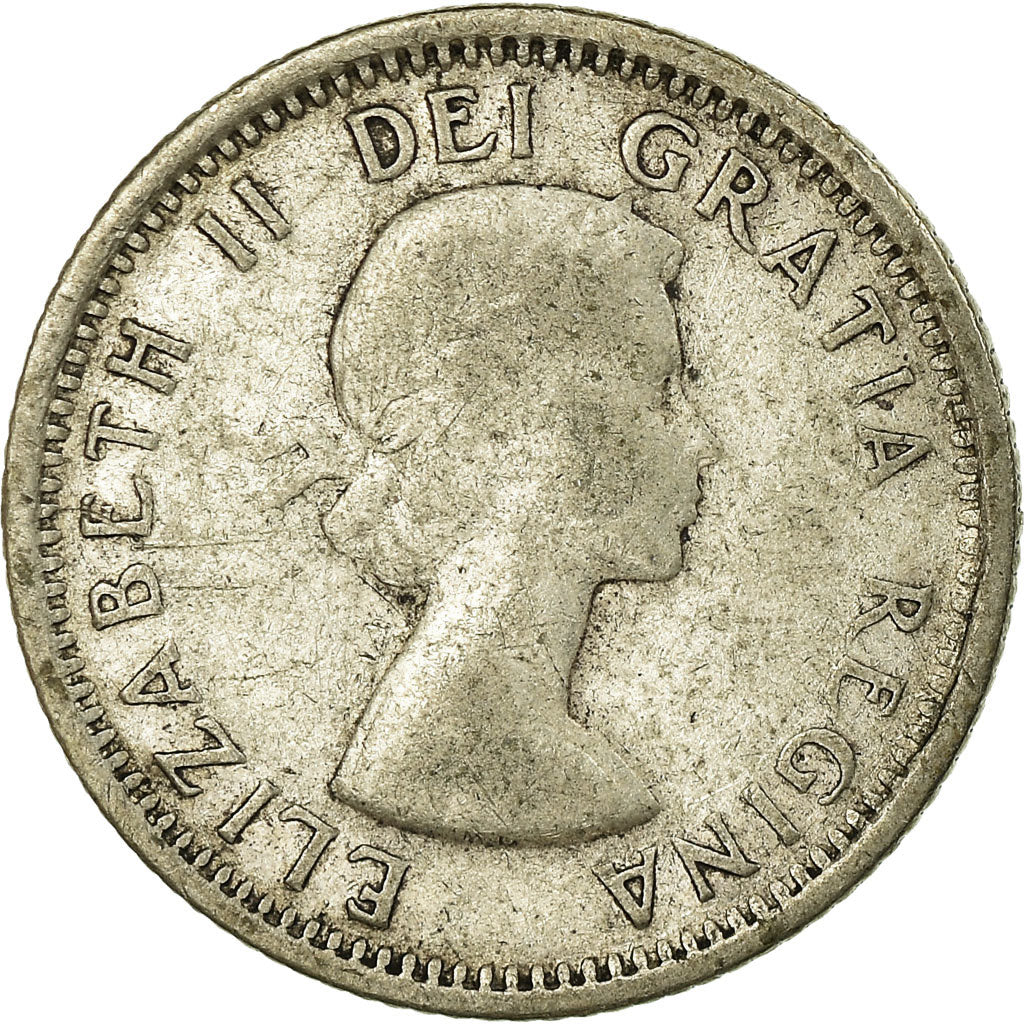 Moeda, Canadá, Elizabeth II, 10 Cents, 1955, Royal Canadian Mint, Ottawa