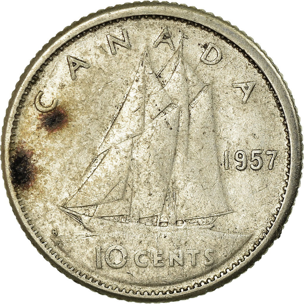 Coin, Canada, Elizabeth II, 10 Cents, 1957, Royal Canadian Mint, Ottawa