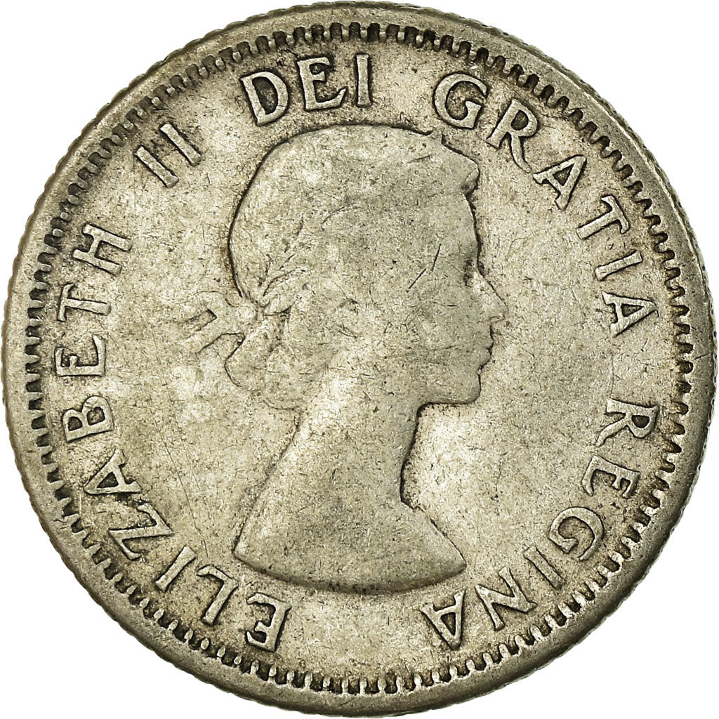 Moeda, Canadá, Elizabeth II, 10 Cents, 1958, Royal Canadian Mint, Ottawa