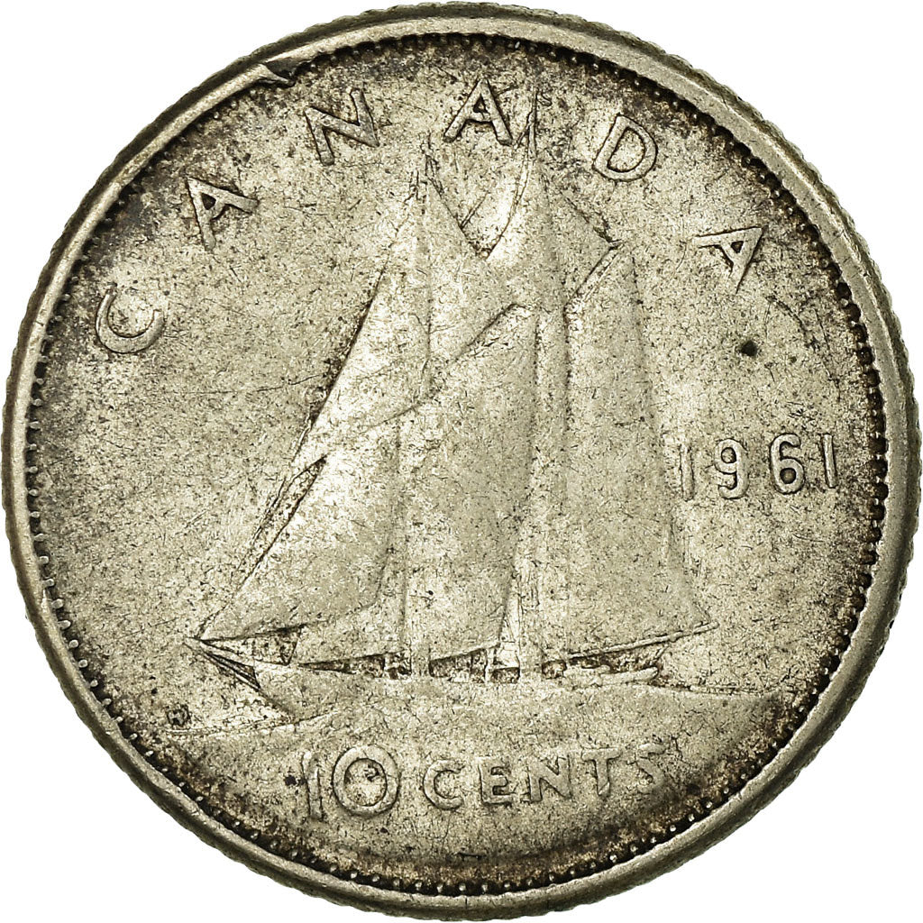 Moneta, Canada, Elizabeth II, 10 Cents, 1961, Royal Canadian Mint, Ottawa, MB