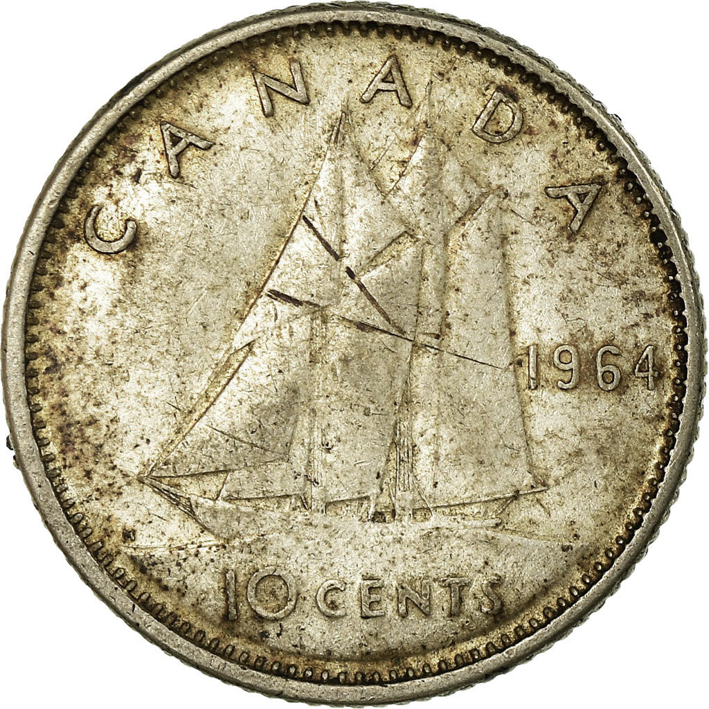 Munten, Canada, Elizabeth II, 10 Cents, 1964, Royal Canadian Mint, Ottawa, FR