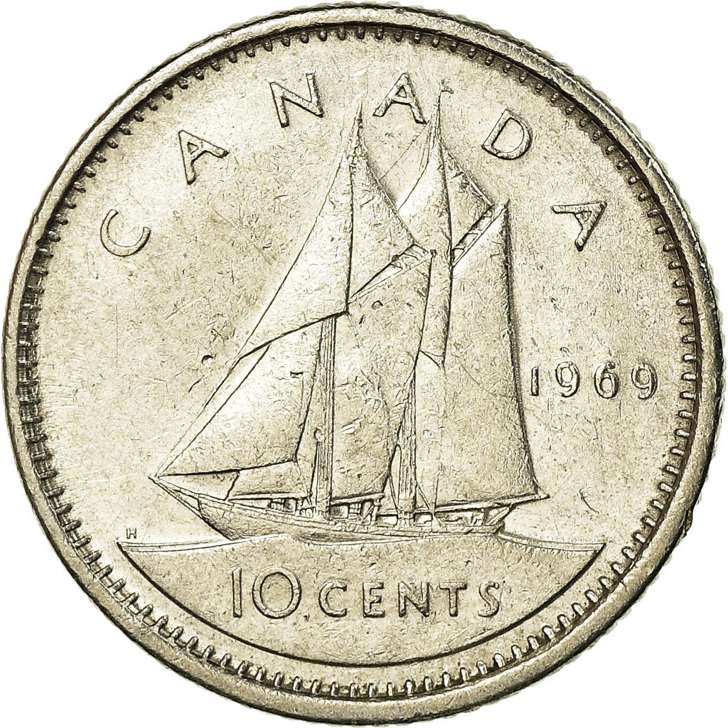 Moneta, Canada, Elizabeth II, 10 Cents, 1969, Royal Canadian Mint, Ottawa, BB