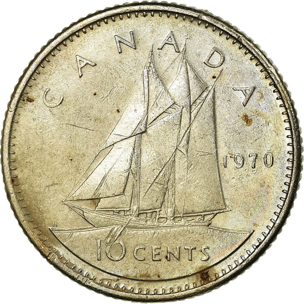 Moneta, Canada, Elizabeth II, 10 Cents, 1970, Royal Canadian Mint, Ottawa, MB+