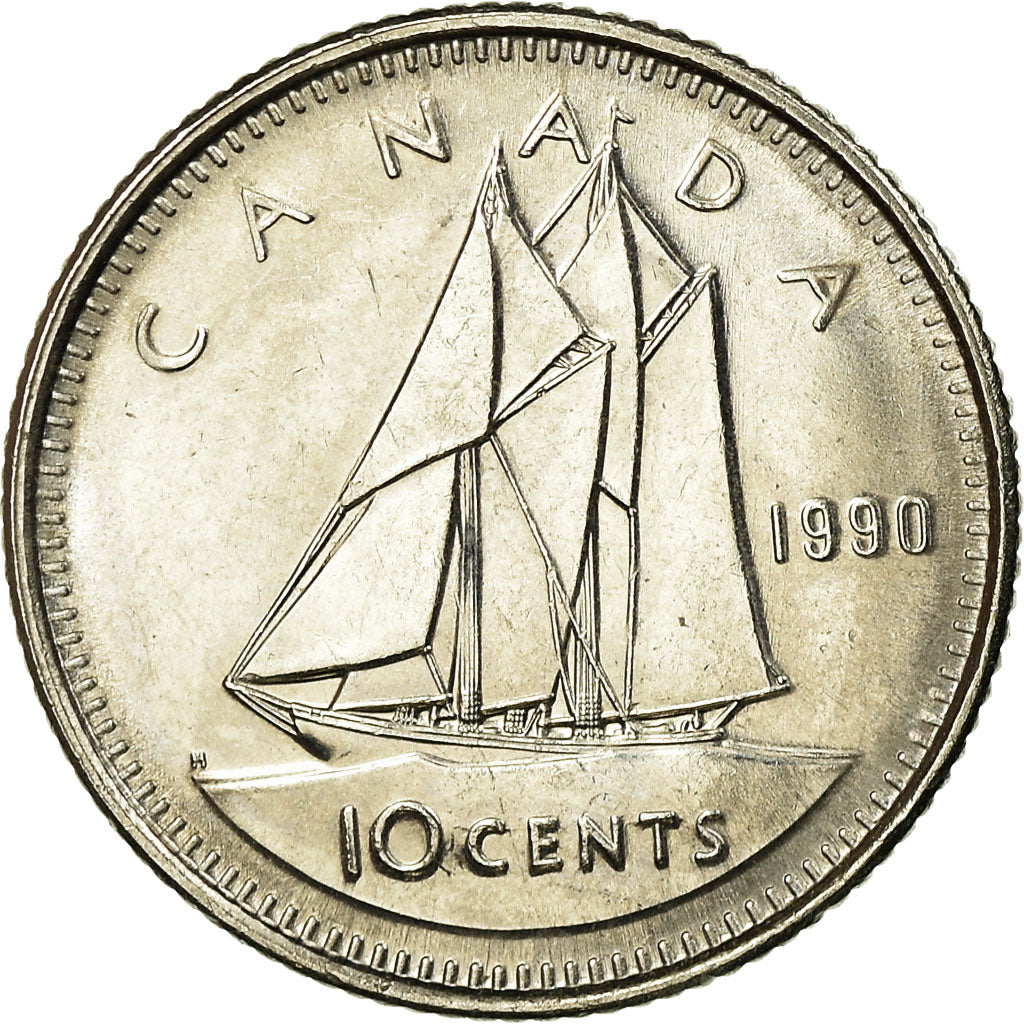 Coin, Canada, Elizabeth II, 10 Cents, 1990, Royal Canadian Mint, Ottawa