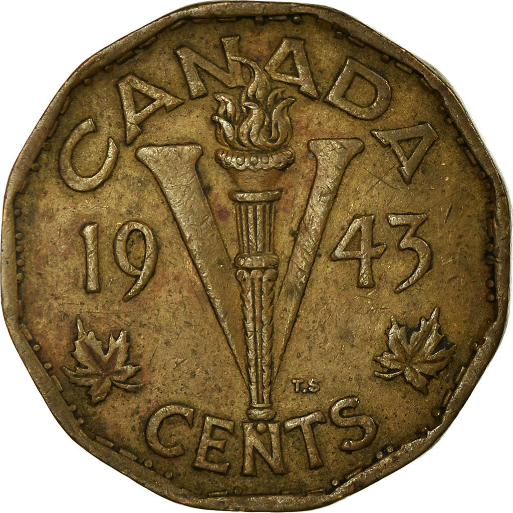 Moneta, Canada, George VI, 5 Cents, 1943, Royal Canadian Mint, Ottawa, BB