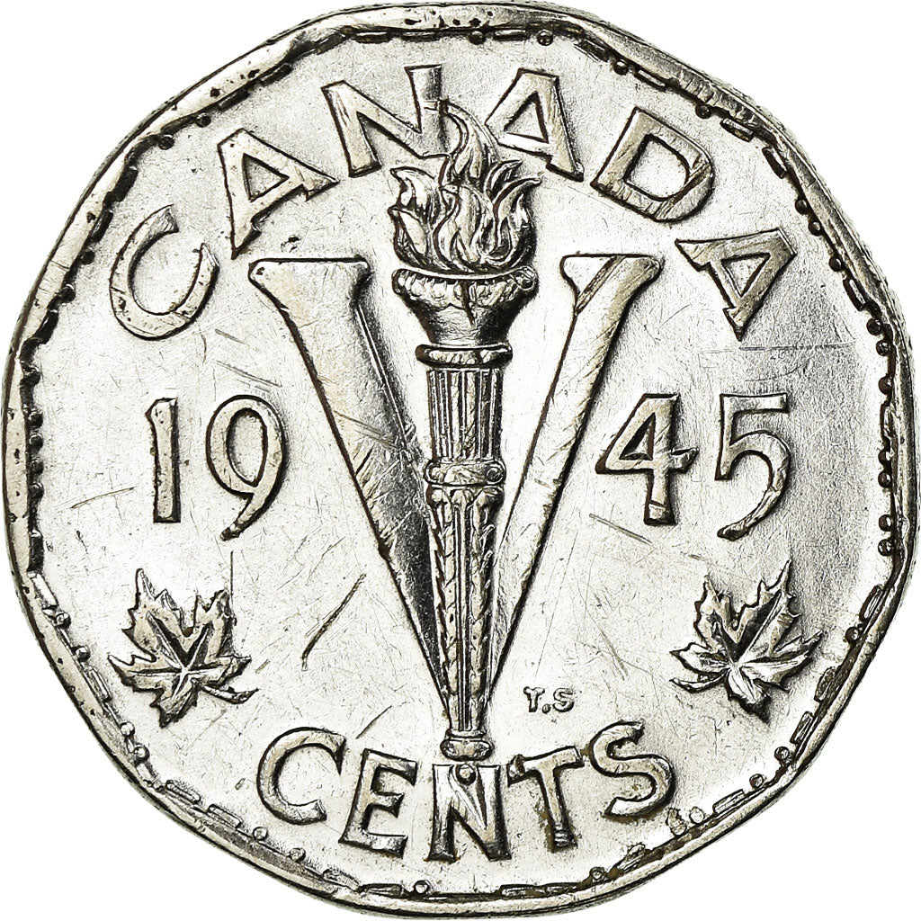 Moneta, Canada, George VI, 5 Cents, 1945, Royal Canadian Mint, Ottawa, BB+