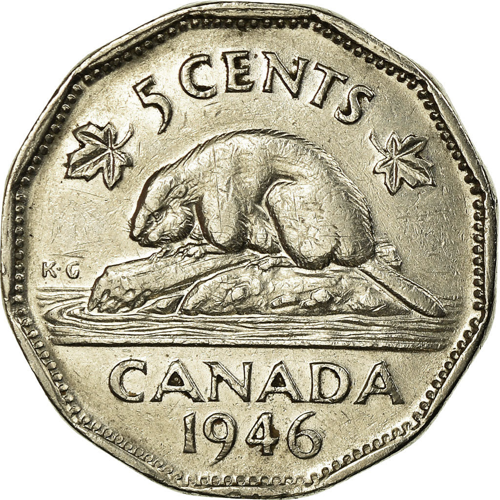 Moeda, Canadá, George VI, 5 Cents, 1946, Royal Canadian Mint, Ottawa