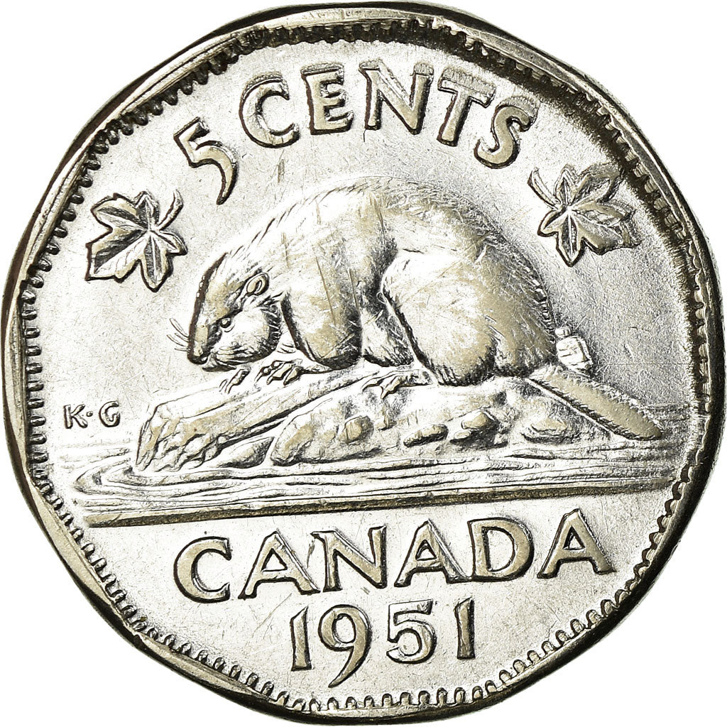 Moneta, Canada, George VI, 5 Cents, 1951, Royal Canadian Mint, Ottawa, BB