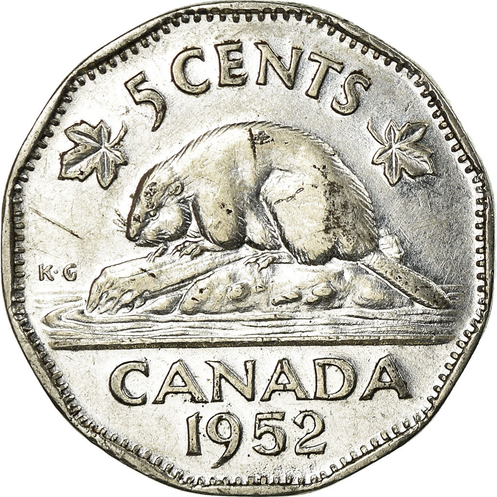 Moneta, Canada, George VI, 5 Cents, 1952, Royal Canadian Mint, Ottawa, BB