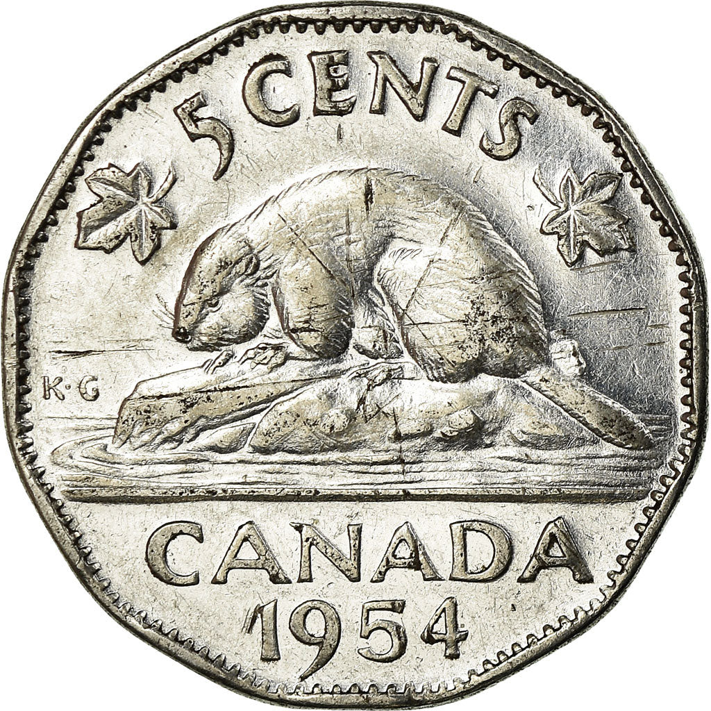 Moneta, Canada, Elizabeth II, 5 Cents, 1954, Royal Canadian Mint, Ottawa, BB