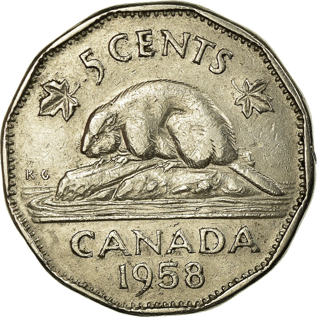 Moneta, Canada, Elizabeth II, 5 Cents, 1958, Royal Canadian Mint, Ottawa, BB