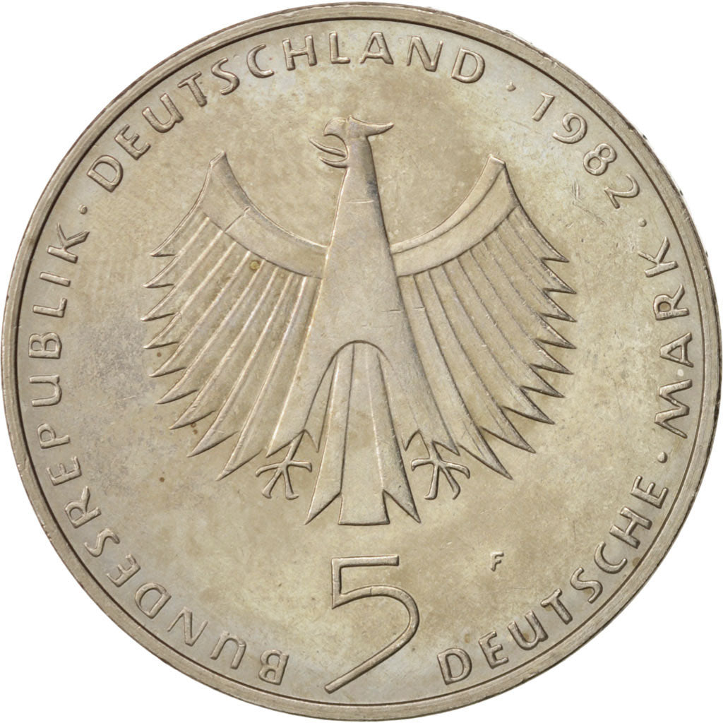GERMANY - FEDERAL REPUBLIC, 5 Mark, 1982, Stuttgart, AU(55-58), Copper-Nickel...