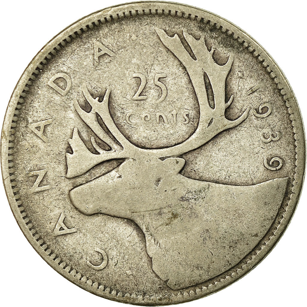 Moneta, Canada, George VI, 25 Cents, 1939, Royal Canadian Mint, Ottawa, MB