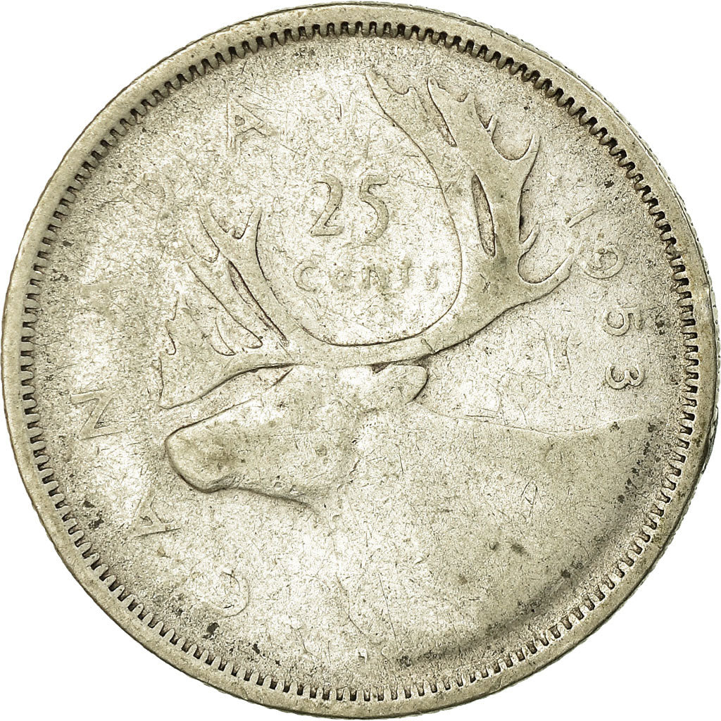 Moneta, Canada, Elizabeth II, 25 Cents, 1953, Royal Canadian Mint, Ottawa, MB
