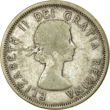 Moneta, Canada, Elizabeth II, 25 Cents, 1955, Royal Canadian Mint, Ottawa, B+
