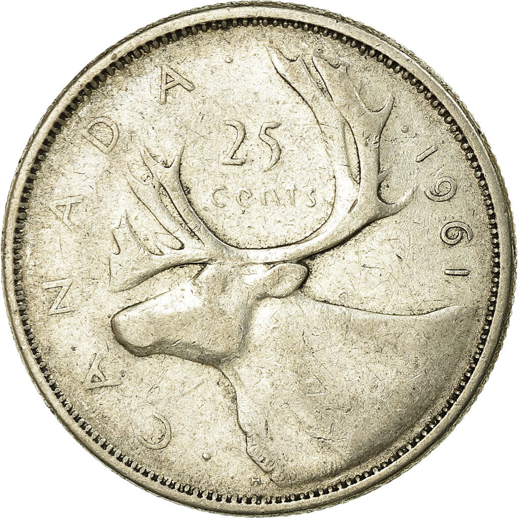 Moneta, Canada, Elizabeth II, 25 Cents, 1961, Royal Canadian Mint, Ottawa, BB