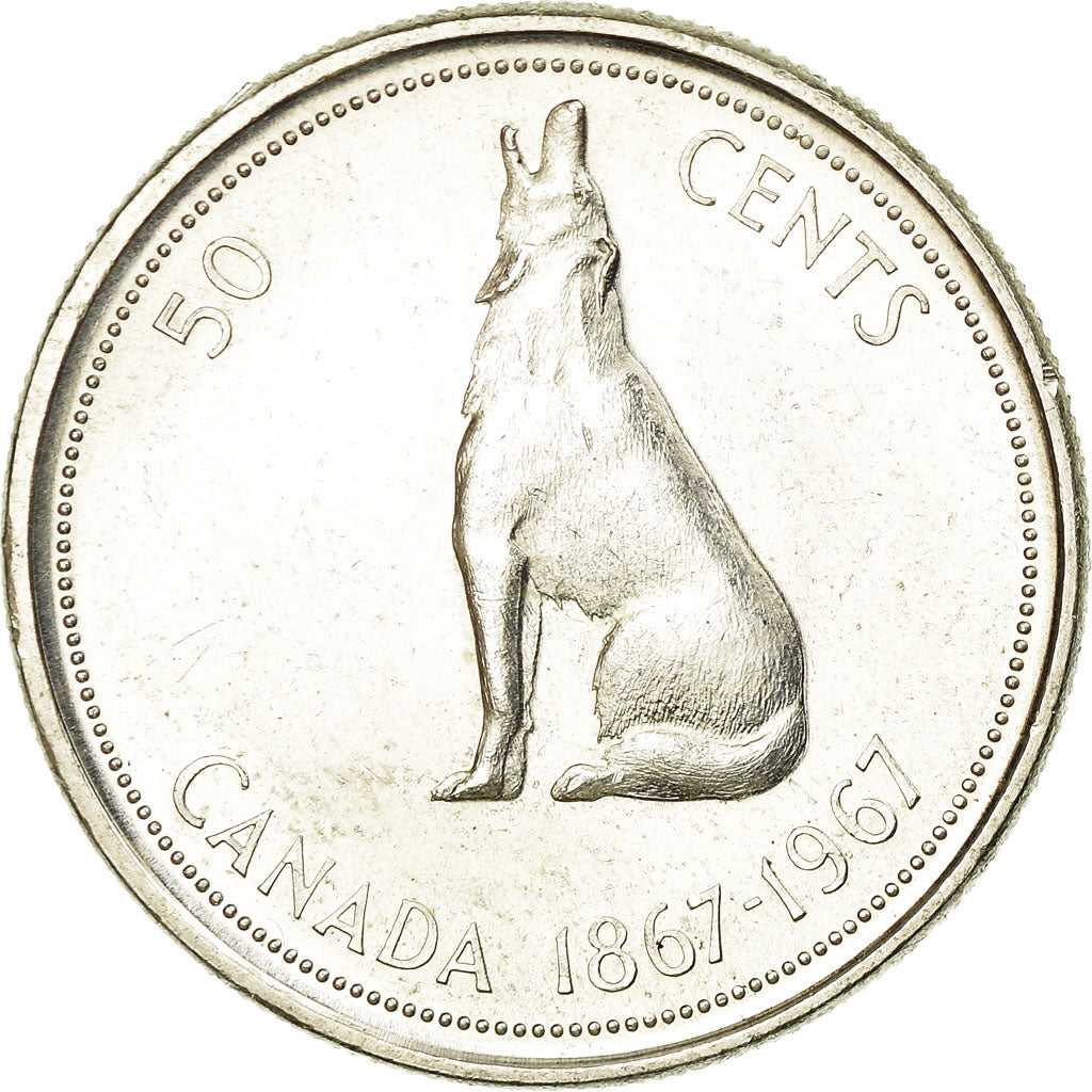 Moneta, Canada, Elizabeth II, 50 Cents, 1967, Royal Canadian Mint, Ottawa