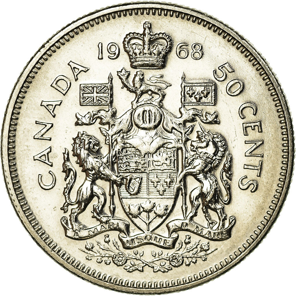 Moneta, Canada, Elizabeth II, 50 Cents, 1968, Royal Canadian Mint, Ottawa, BB+