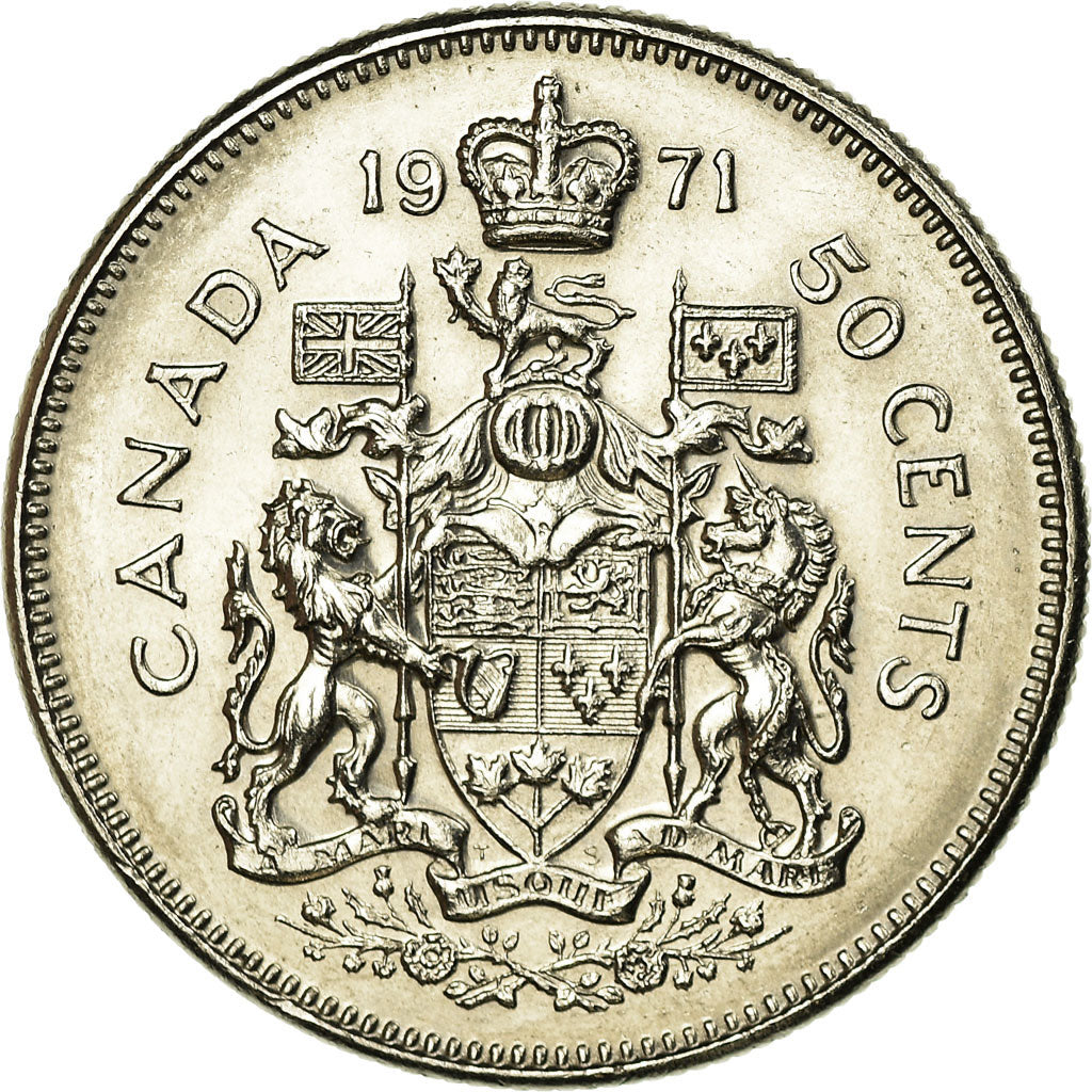 Moeda, Canadá, Elizabeth II, 50 Cents, 1971, Royal Canadian Mint, Ottawa