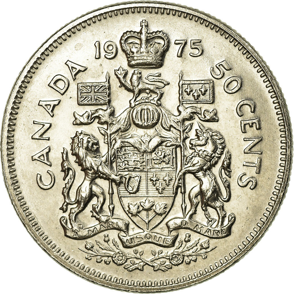 Moeda, Canadá, Elizabeth II, 50 Cents, 1975, Royal Canadian Mint, Ottawa