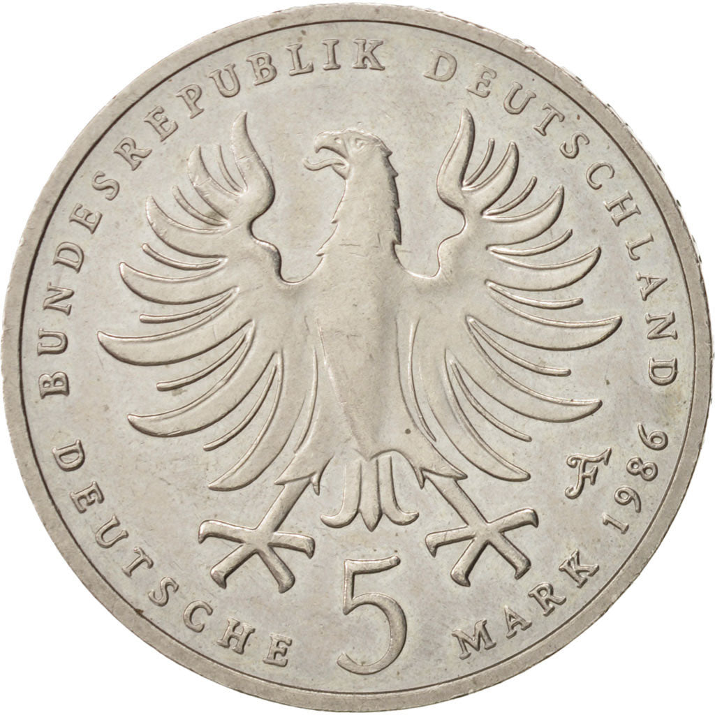 GERMANY - FEDERAL REPUBLIC, 5 Mark, 1986, Stuttgart, AU(55-58), Copper-Nickel...