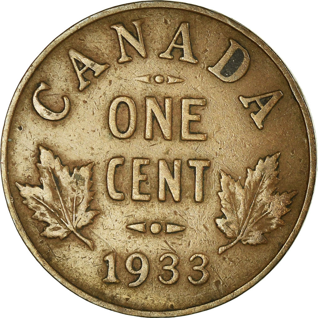 Moneta, Canada, George V, Cent, 1933, Royal Canadian Mint, Ottawa, BB, Bronzo