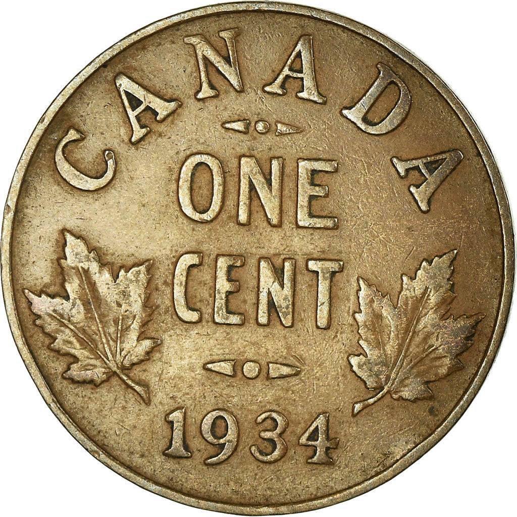 Moneta, Canada, George V, Cent, 1934, Royal Canadian Mint, Ottawa, MB+, Bronzo