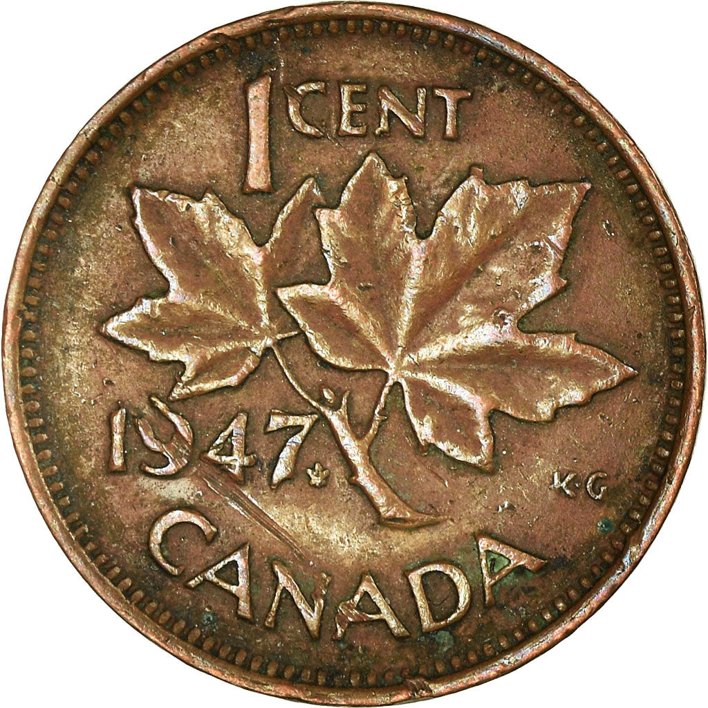 Moneta, Canada, George VI, Cent, 1947, Royal Canadian Mint, Ottawa, MB+, Bronzo