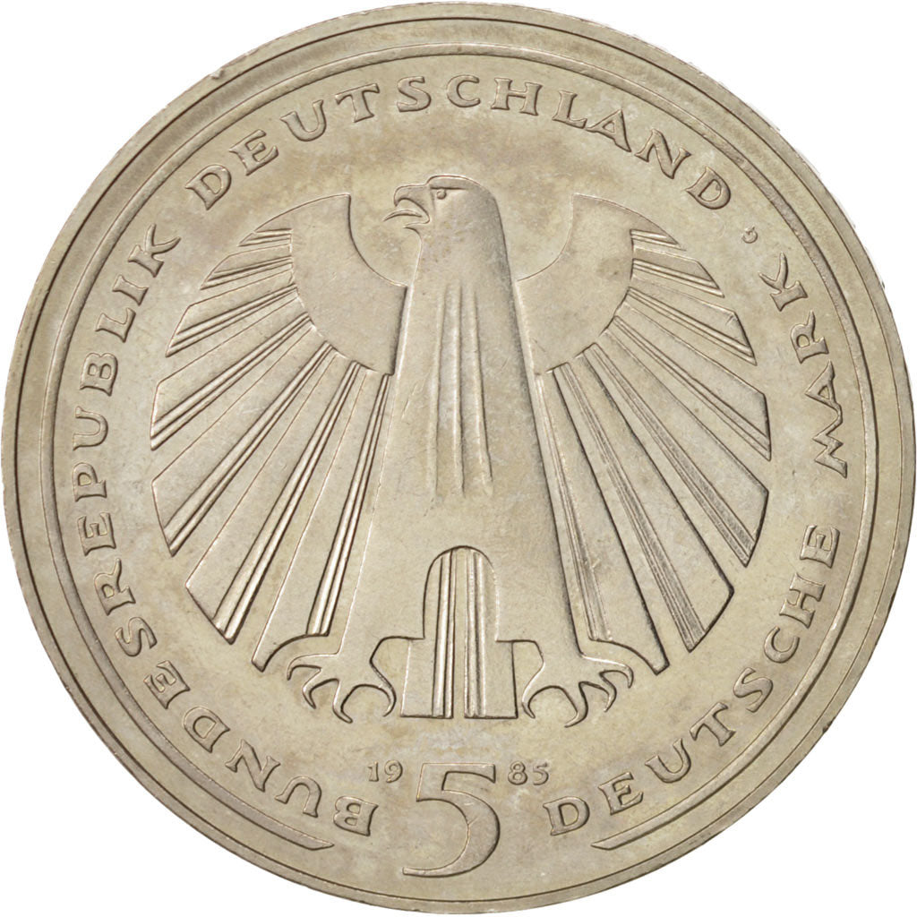 GERMANY - FEDERAL REPUBLIC, 5 Mark, 1985, Karlsruhe, AU(55-58), Copper-Nickel...