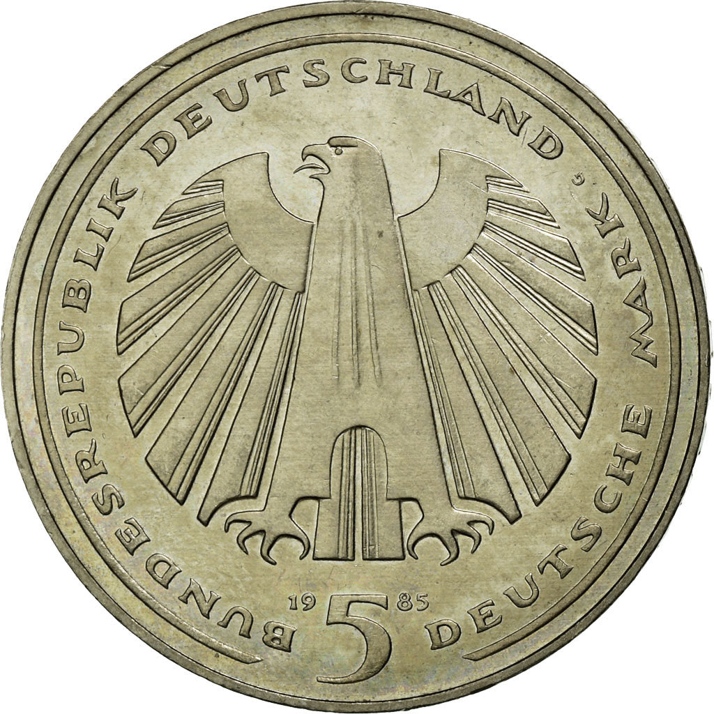 Coin, GERMANY - FEDERAL REPUBLIC, 5 Mark, 1985, Karlsruhe, Germany, AU(55-58)