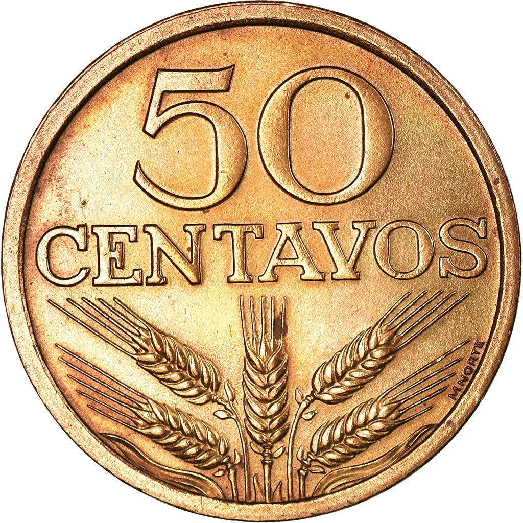 Coin, Portugal, 50 Centavos, 1975, AU(50-53), Bronze, KM:596