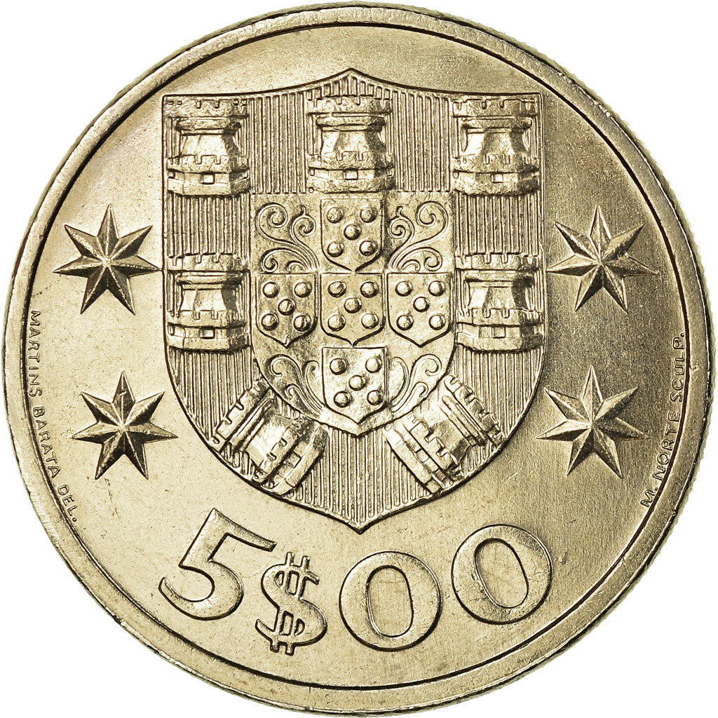 Münze, Portugal, 5 Escudos, 1986, SS+, Copper-nickel, KM:591