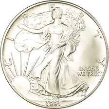 Munten, Verenigde Staten, Dollar, 1991, U.S. Mint, Philadelphia, UNC-, Zilver