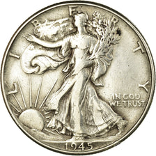 Coin, United States, Walking Liberty Half Dollar, Half Dollar, 1945, U.S. Mint