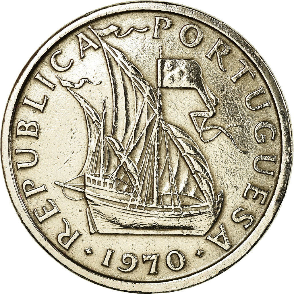 Coin, Portugal, 5 Escudos, 1970, EF(40-45), Copper-nickel, KM:591