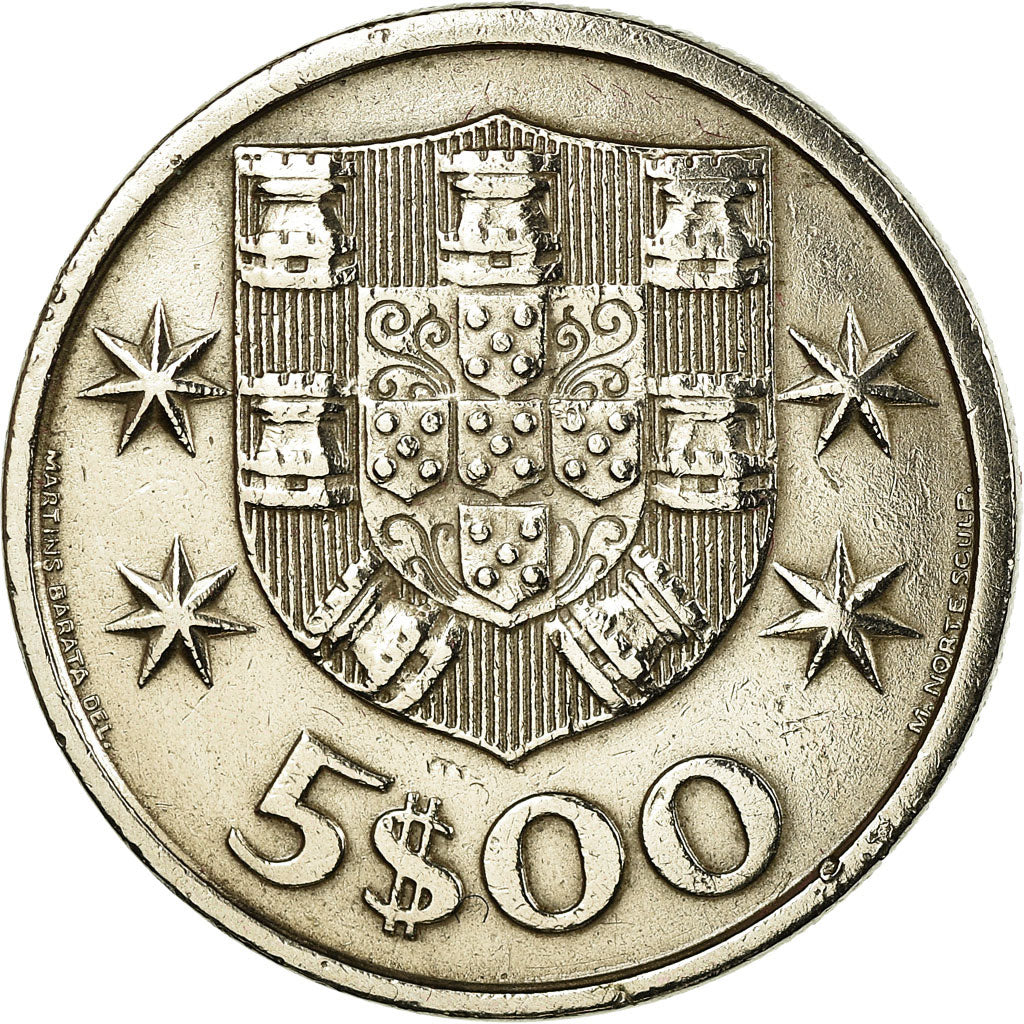 Coin, Portugal, 5 Escudos, 1970, EF(40-45), Copper-nickel, KM:591