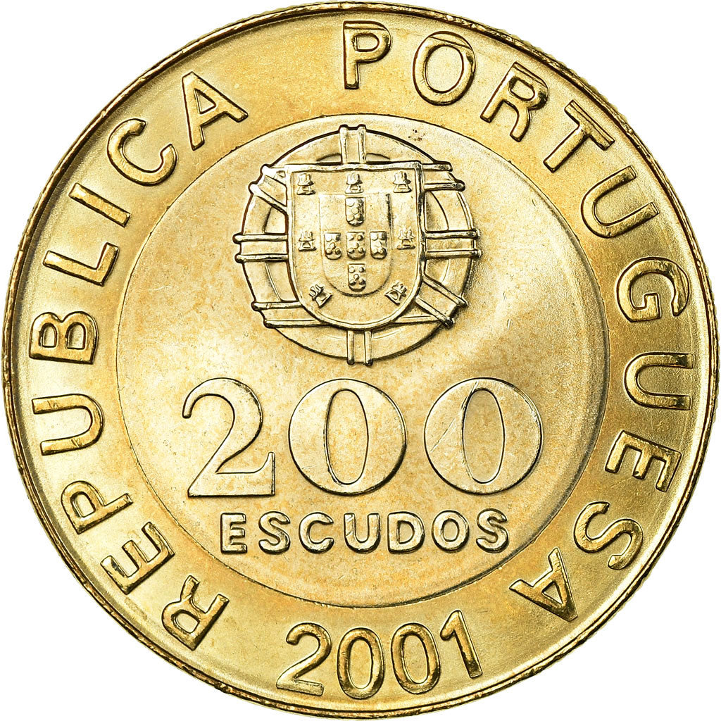 Münze, Portugal, 200 Escudos, 2001, VZ, Bi-Metallic, KM:655
