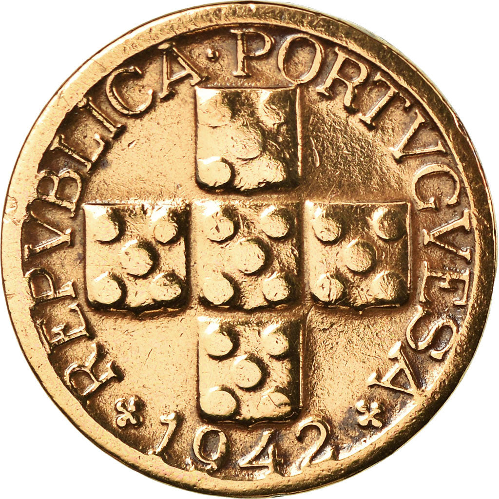 Moneta, Portogallo, 10 Centavos, 1942, BB, Bronzo, KM:583