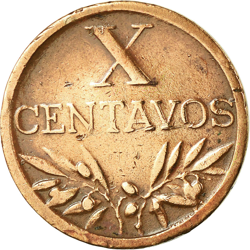 Moneta, Portogallo, 10 Centavos, 1943, BB, Bronzo, KM:583