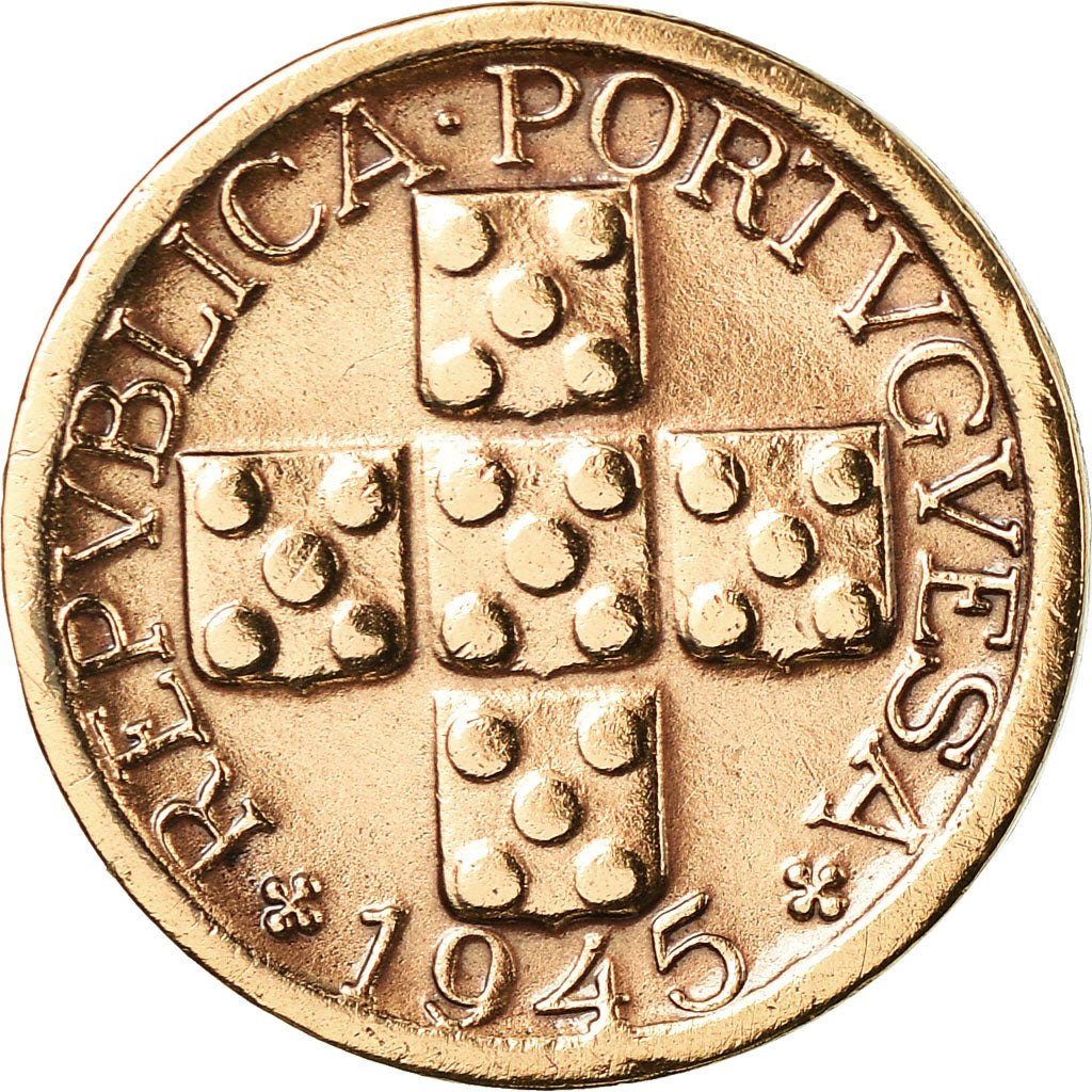 Moneta, Portogallo, 10 Centavos, 1945, BB, Bronzo, KM:583