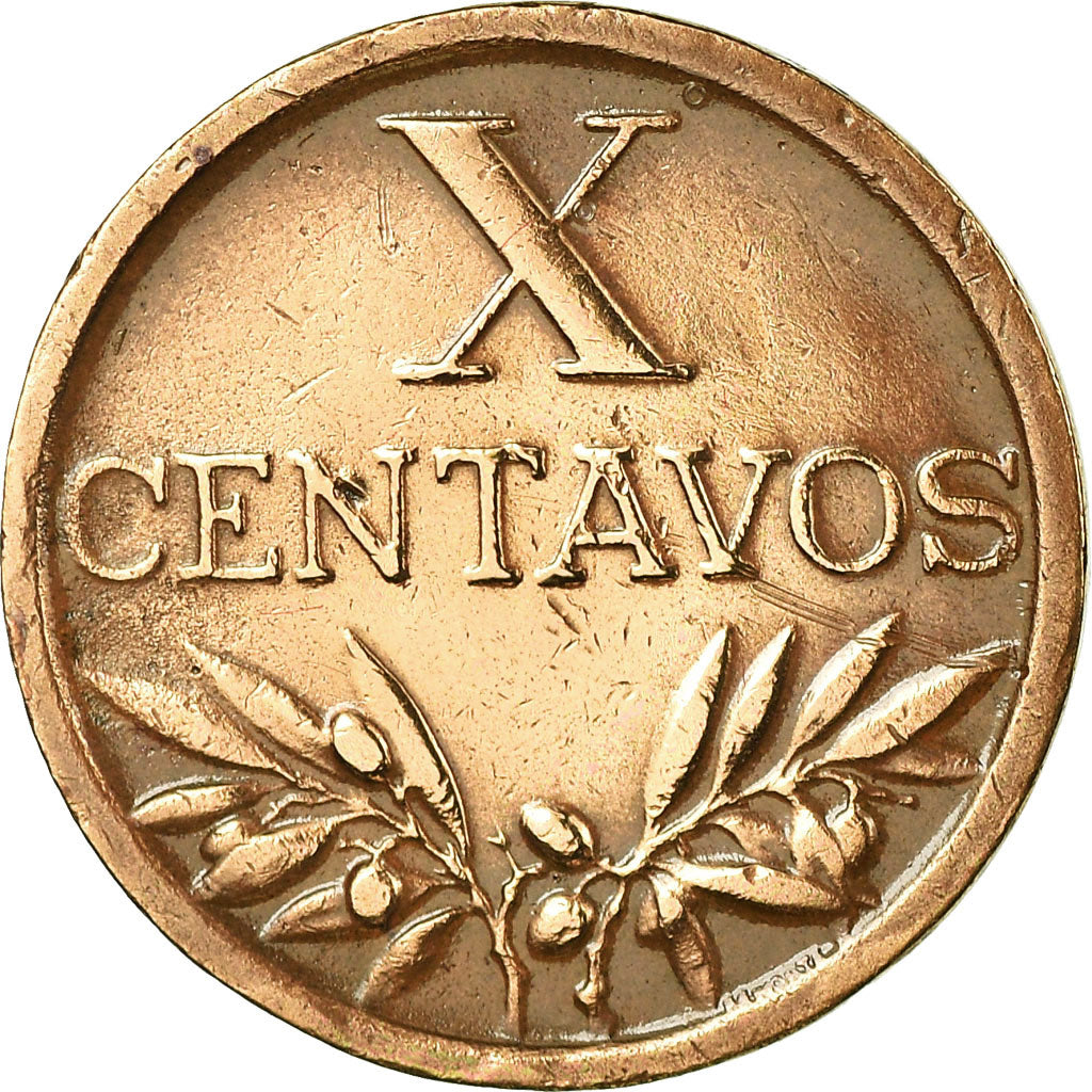 Moneta, Portogallo, 10 Centavos, 1956, MB+, Bronzo, KM:583