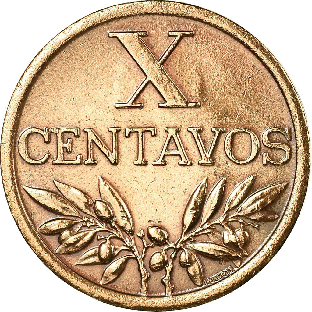 Moneta, Portogallo, 10 Centavos, 1965, BB, Bronzo, KM:583