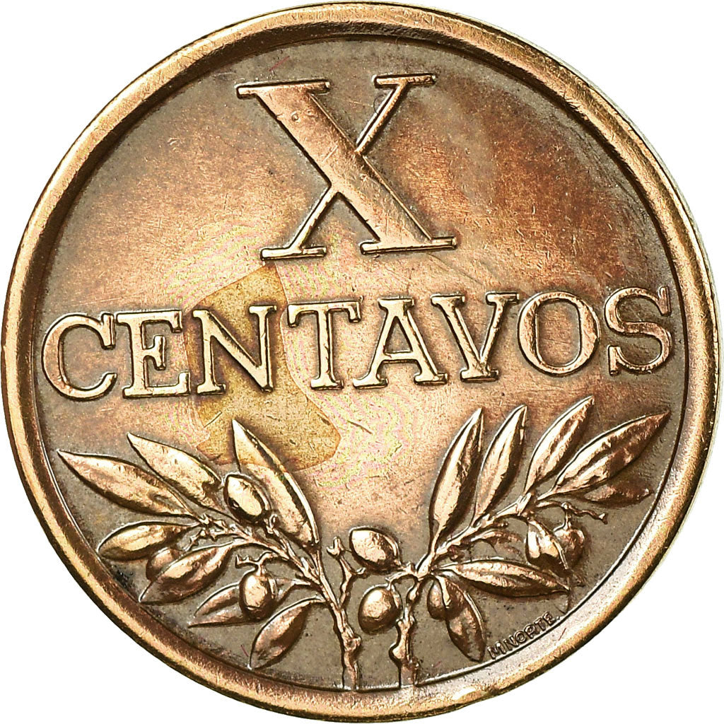 Münze, Portugal, 10 Centavos, 1967, SS, Bronze, KM:583