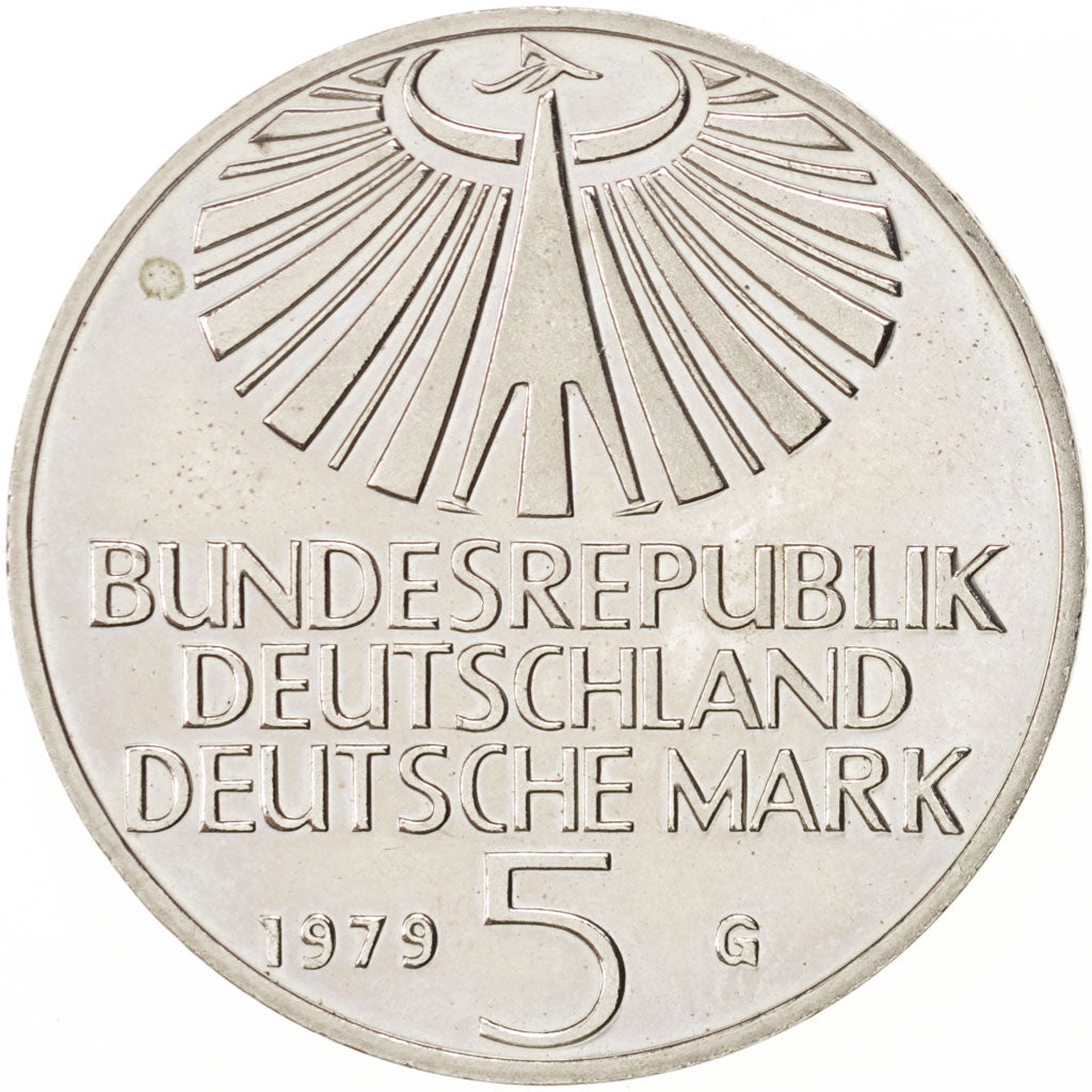 GERMANY - FEDERAL REPUBLIC, 5 Mark, 1976, Karlsruhe, Germany, MS(60-62), Copp...