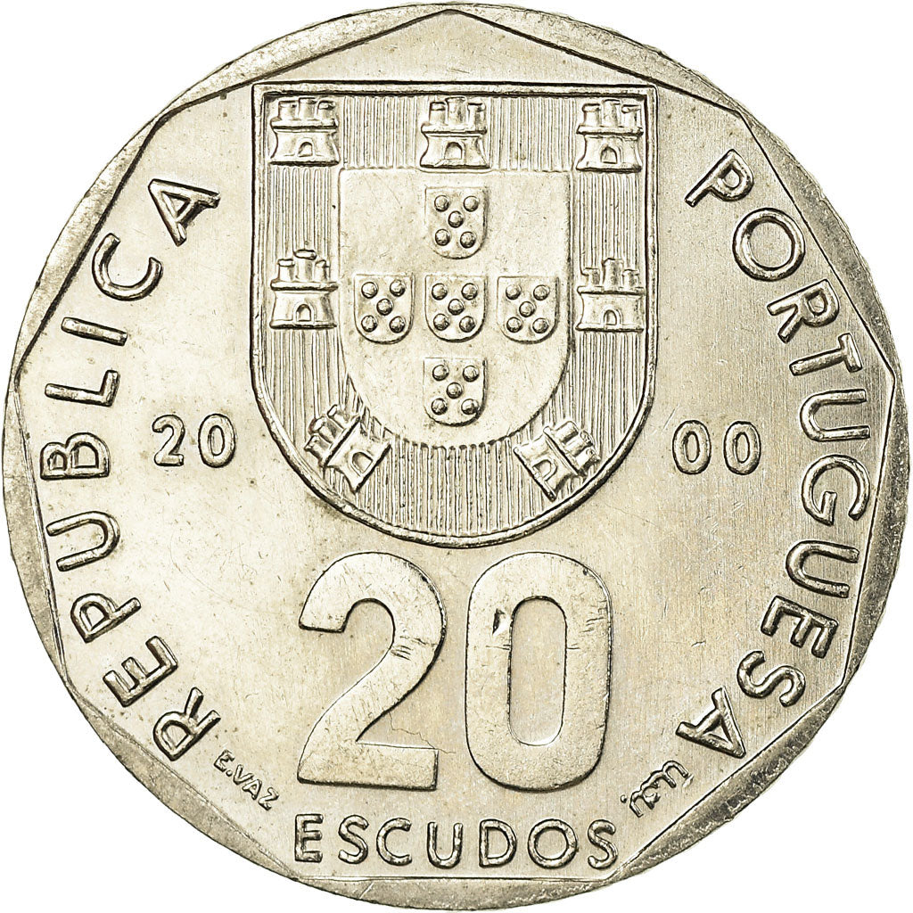 Münze, Portugal, 20 Escudos, 2000, SS, Copper-nickel, KM:634.2