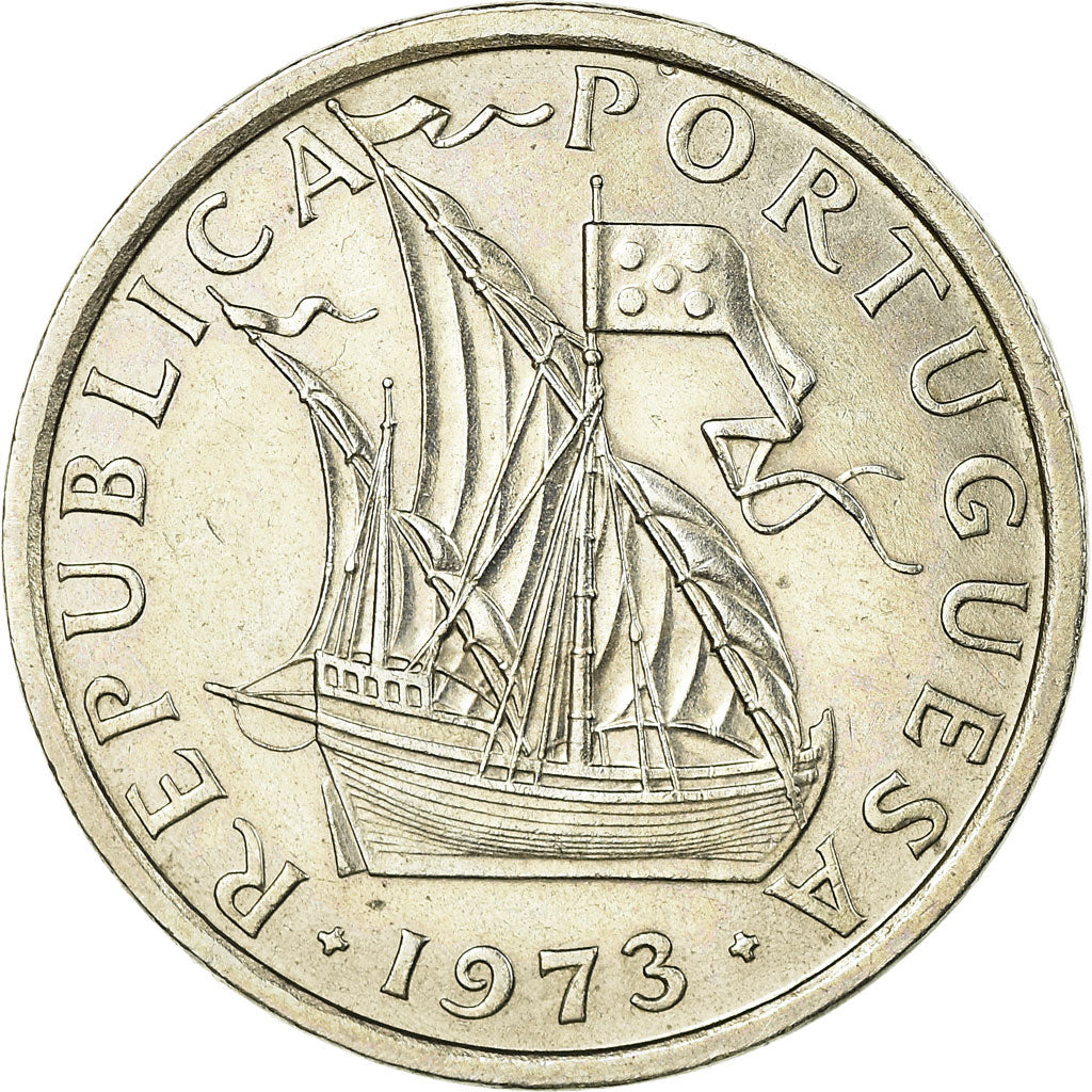 Moneda, Portugal, 10 Escudos, 1973, MBC+, Cobre - níquel recubierto de níquel