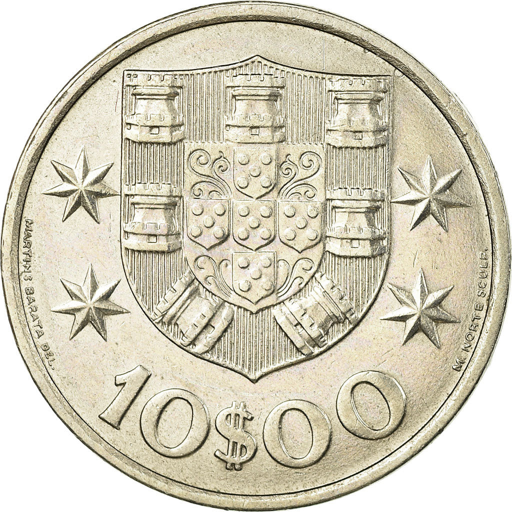 Moneda, Portugal, 10 Escudos, 1973, MBC+, Cobre - níquel recubierto de níquel
