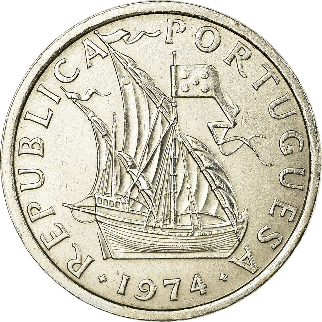 Moeda, Portugal, 10 Escudos, 1974, AU(50-53), Níquel Revestido a Cobre-Níquel